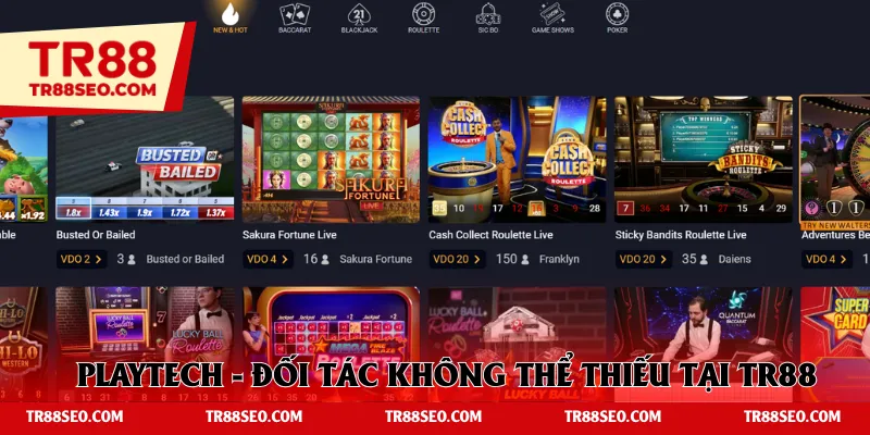 Playtech - đối tác không thể thiếu tại TR88